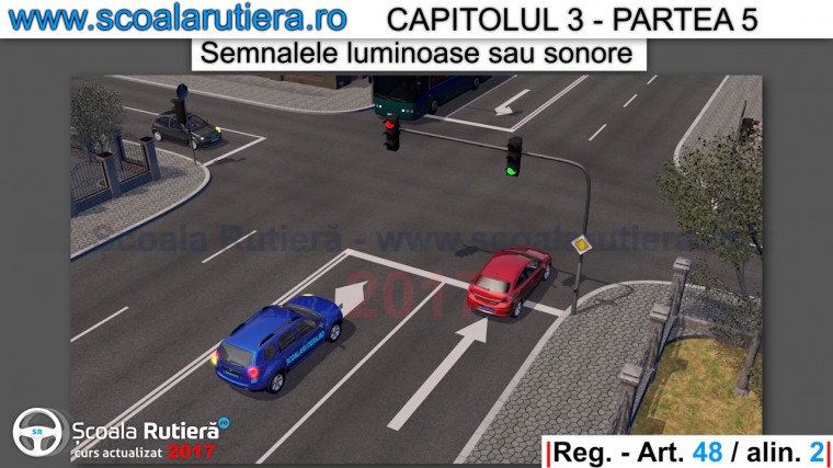 semafor montat deasupa fiecarei benzi de circulatie