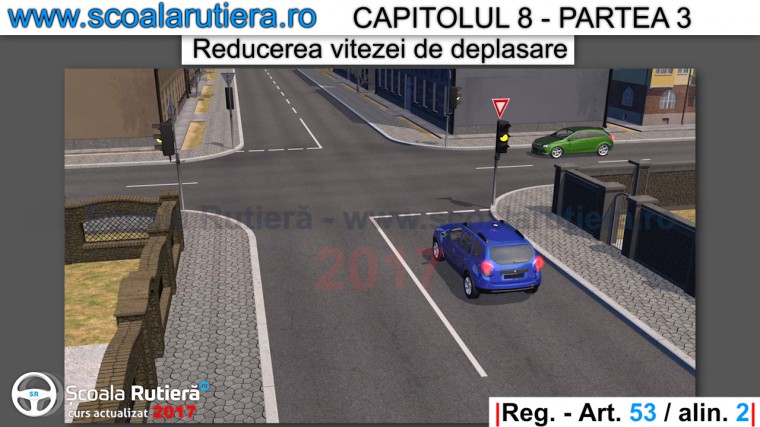 se reduce viteza la galben intermitent